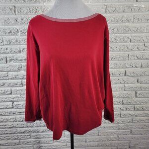 Liz Claiborne Elisabeth Womens Top 1X Plus Knit Long Sleeve Red Casual RED14E
